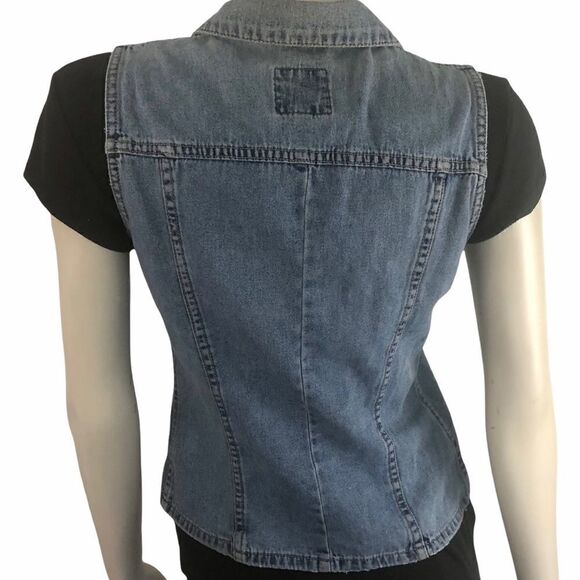 Women’s Life Basics Distressed Denim Vest Size Medium - Picture 3 of 5